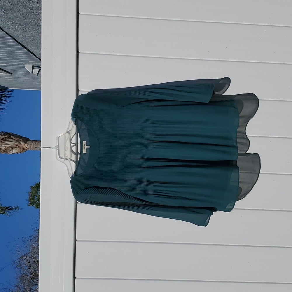 Max Studio green, sheer flowy blouse